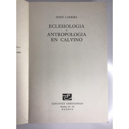 Eclesiología y Antropologia en Calvino